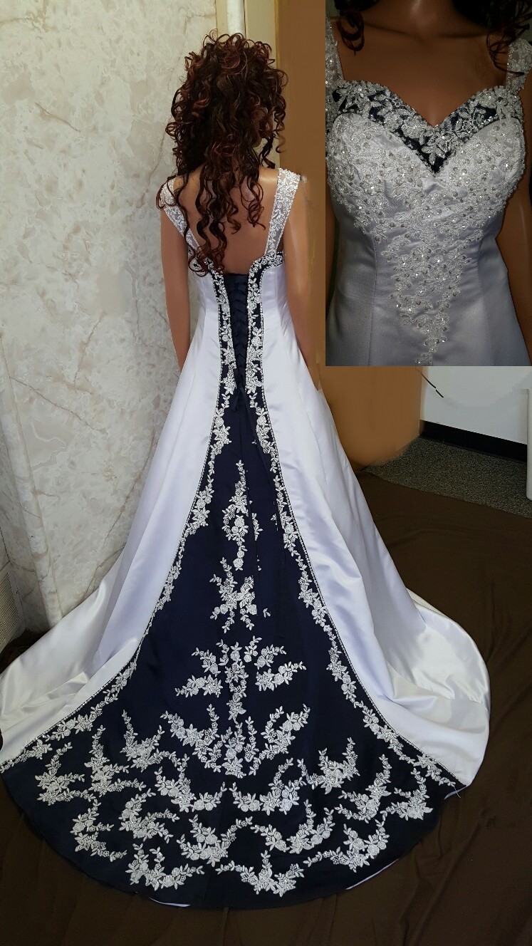 Navy blue and white wedding gown. Available in other ...
