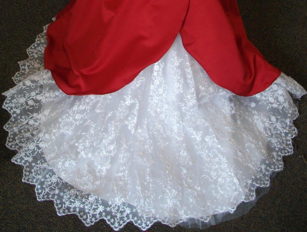 red and white mermaid wedding dress