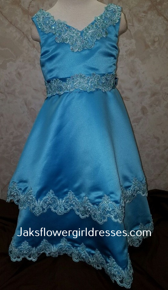 blue flower girl dress