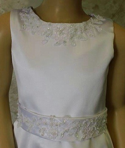 long white flower girl dress with lace