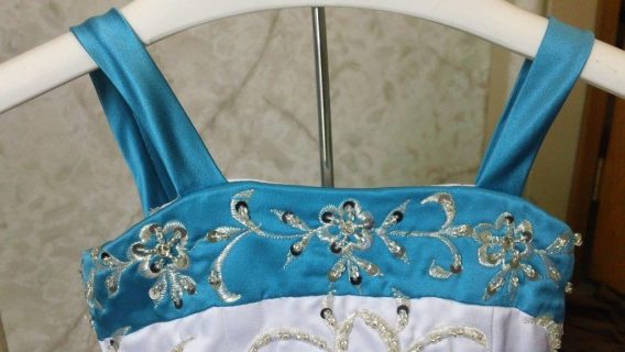 miniature wedding dress with turquoise