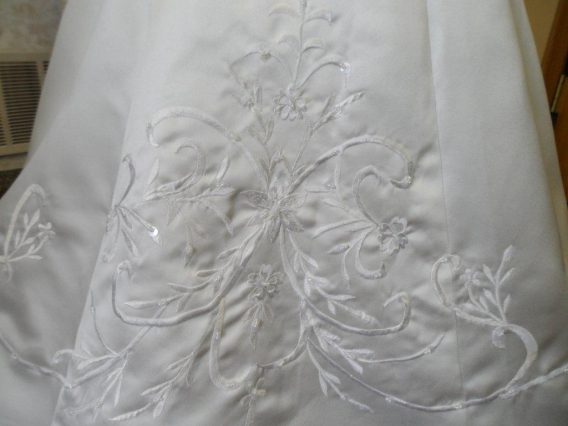 ivory embroidered infant miniature brides gown