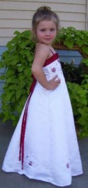 white and red junior bridesmaid dresses