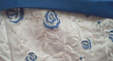 royal blue and white flower girl dress
