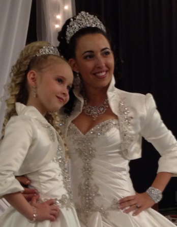 Bride and flower girl matching dress and jacket