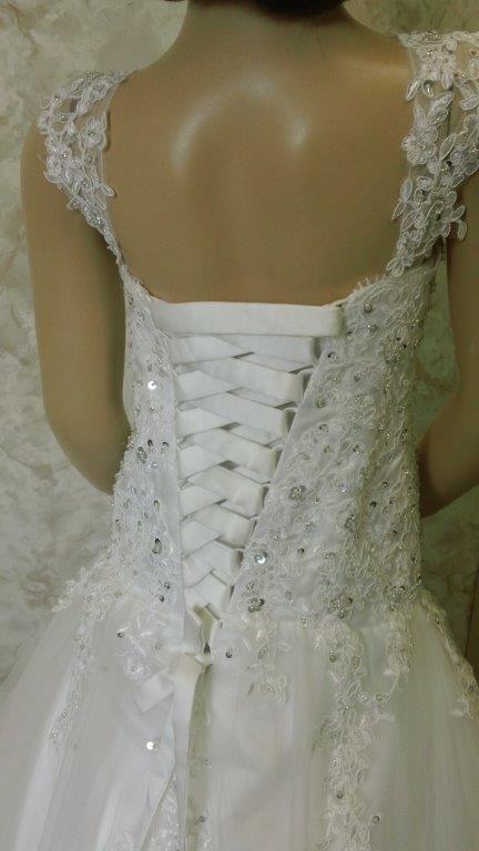 Embellished lace fit and flare flower girl wedding dress