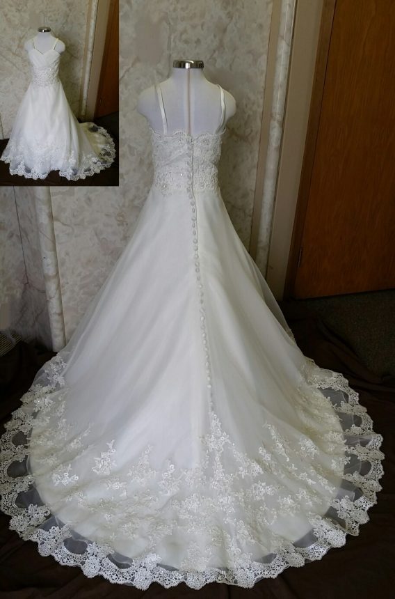 Flower girl dress with long lace train