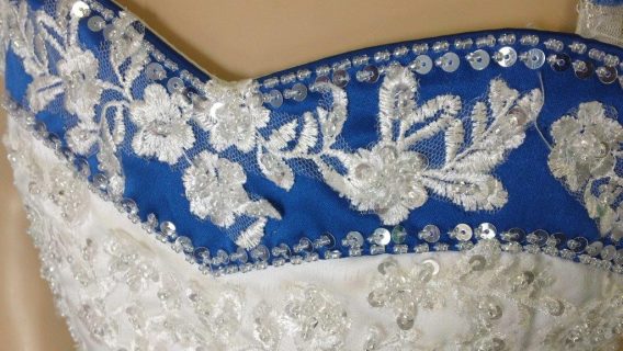ivory and royal blue flower girl dress