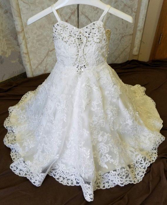 toddler lace flower girl dress with train