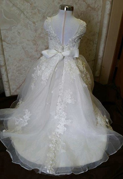 ivory lace flower girl dress