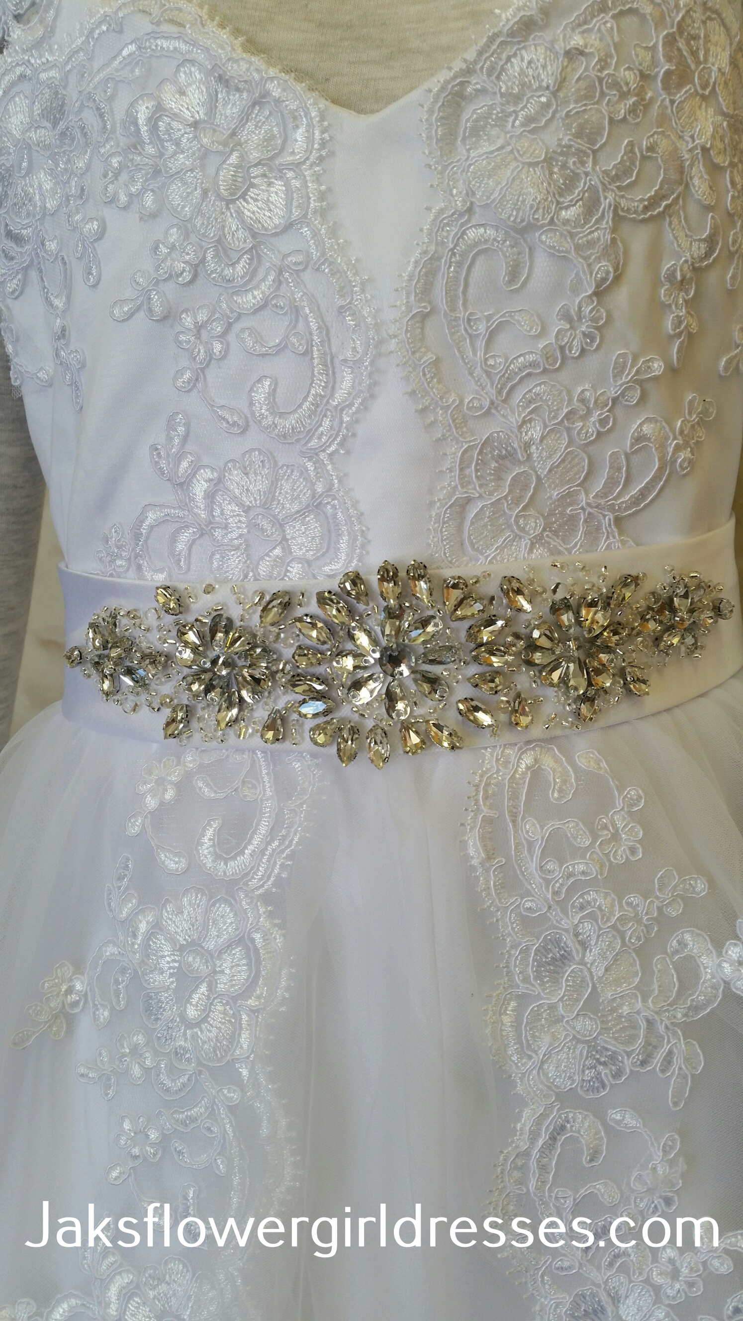 wedding dresses for flower girls with crystal sash