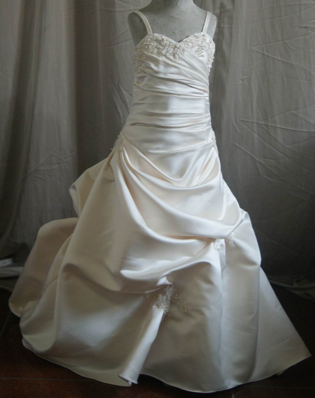 Miniature Bridal Wedding Gown with cascading bubble train