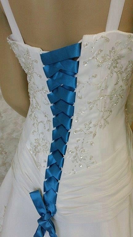 flower girl dress with blue corset lace ups
