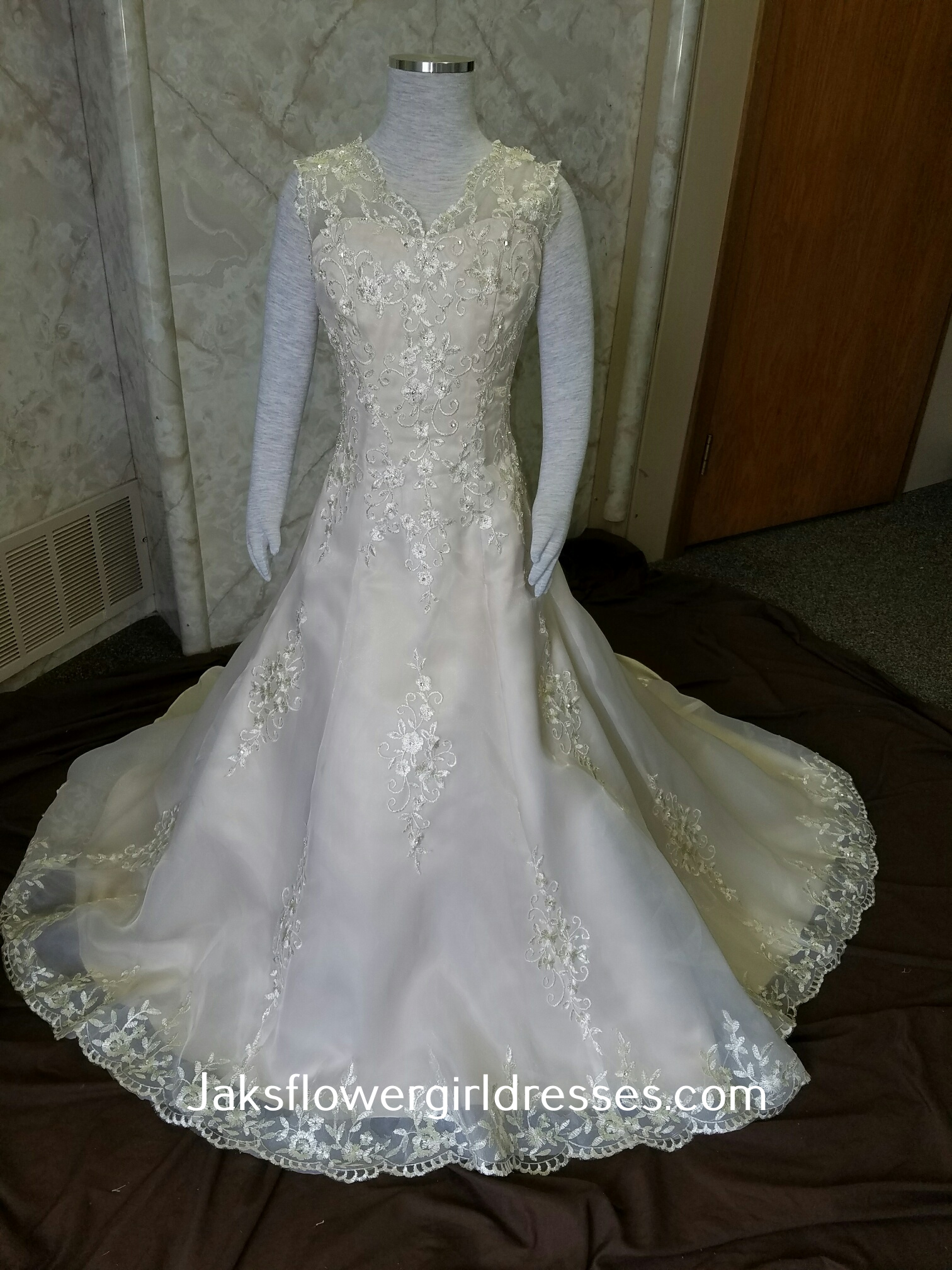 light champagne flower girl wedding dress