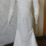 Straight Gown with Beaded Lace Appliques