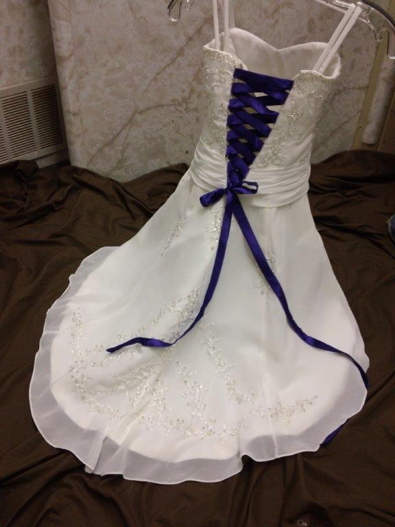 ivory flower girl dress with colored corset laces