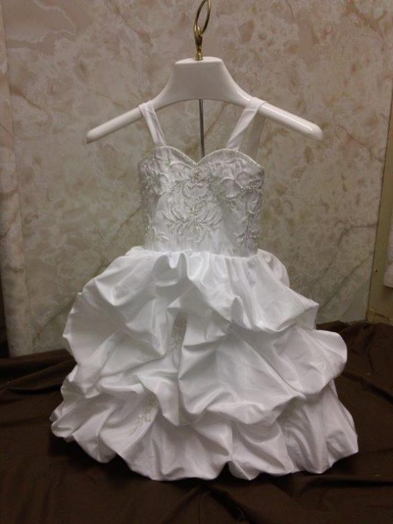 Infant flower girl wedding dress.