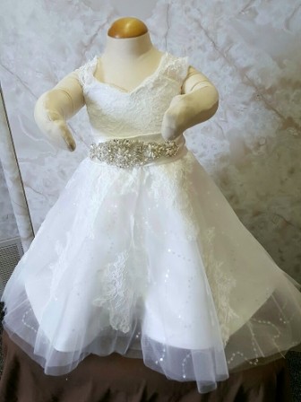 wedding dresses for baby girls with beaded sash