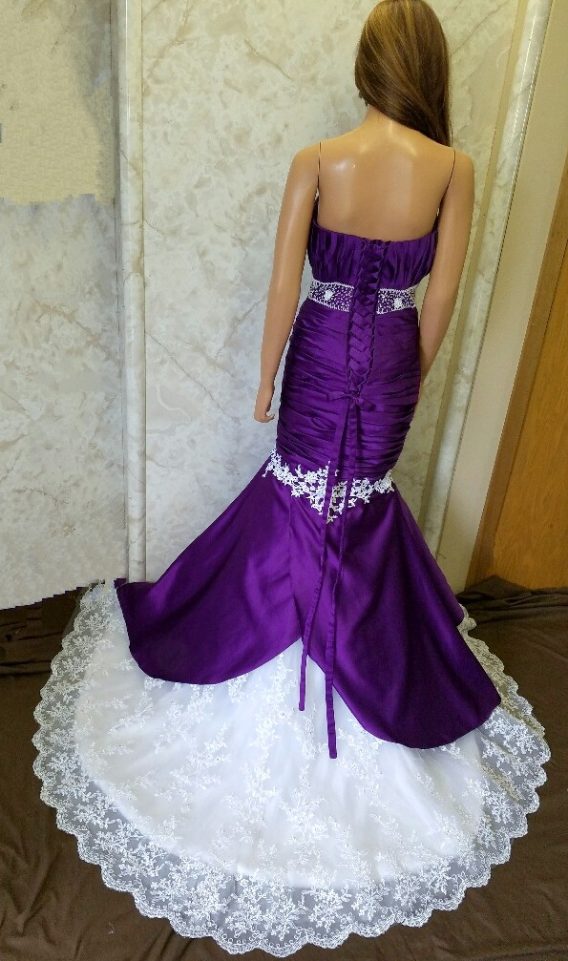 purple mermaid dresses for Dr J wedding