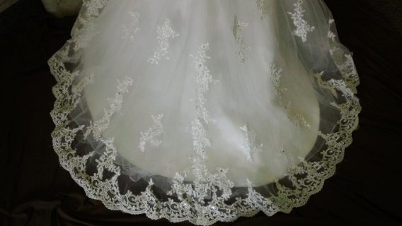 lace flower girl dress train