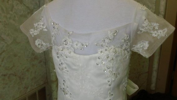 light ivory lace flower girl dress