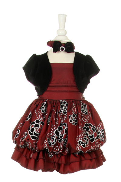 Burgundy and black infant Christmas Dress sale