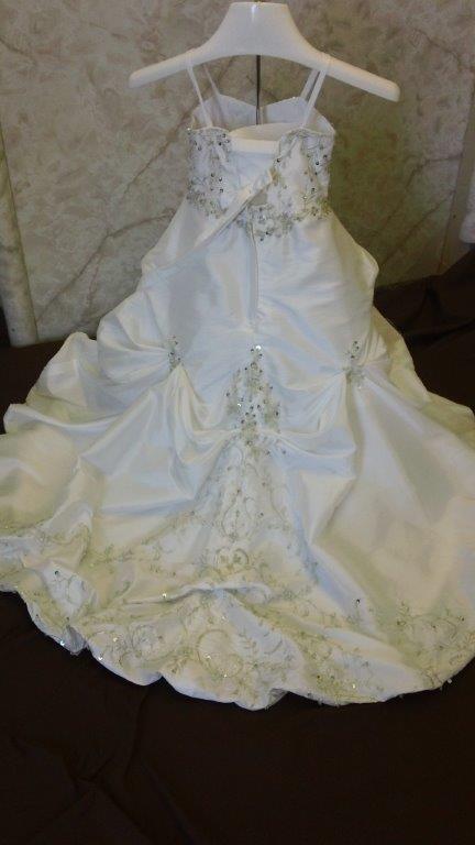 ivory embroidered infant flower girl dress with train