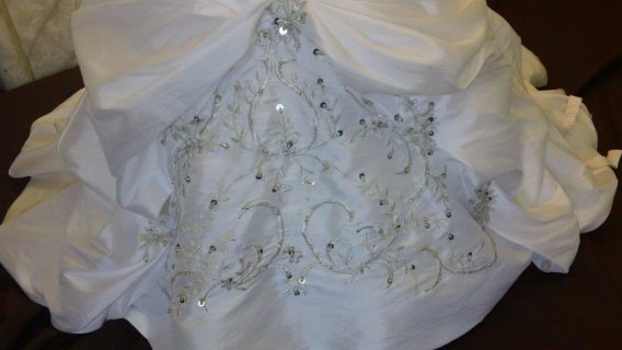 embroidered infant flower girl dress with train