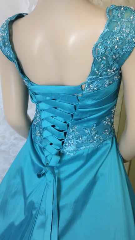 long turquoise lace flower girl dress