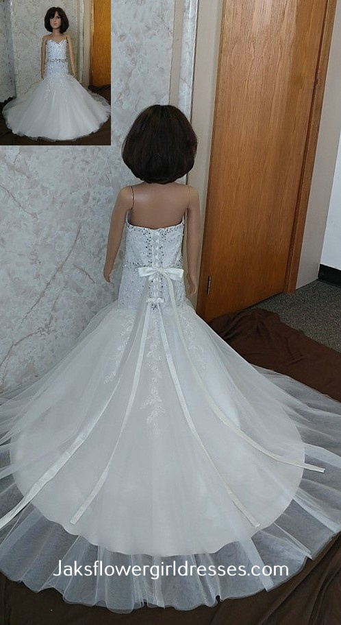 strapless fit and flare flower girl dress