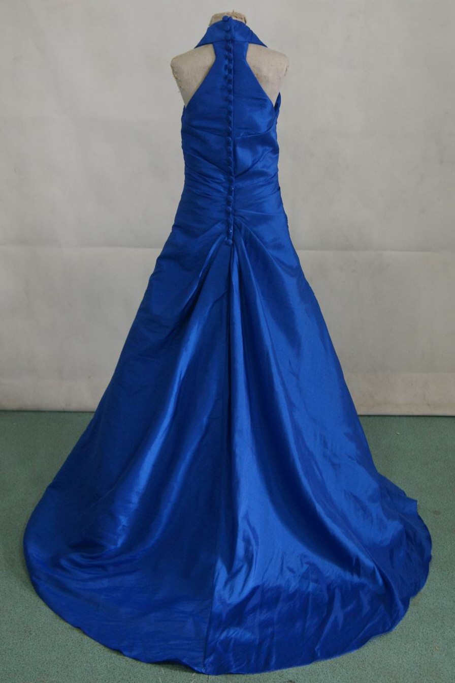 blue halter flower girl dress