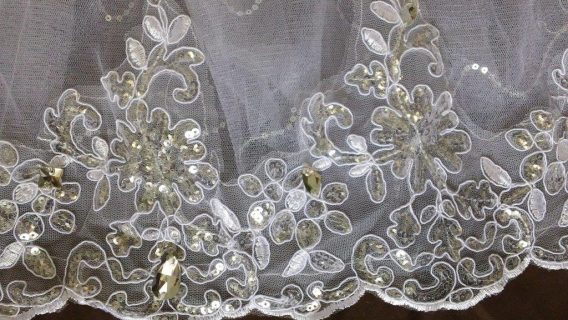 Jewel encrusted Flower girl wedding dress