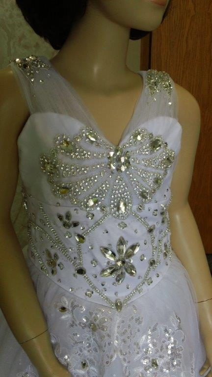 Jewel encrusted Flower girl wedding dress
