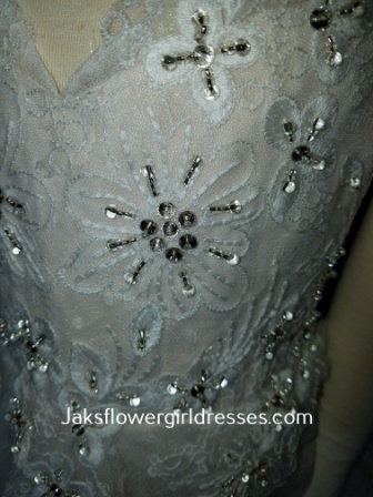 silver beaded lace applique