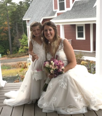 beautiful bride and flower girl