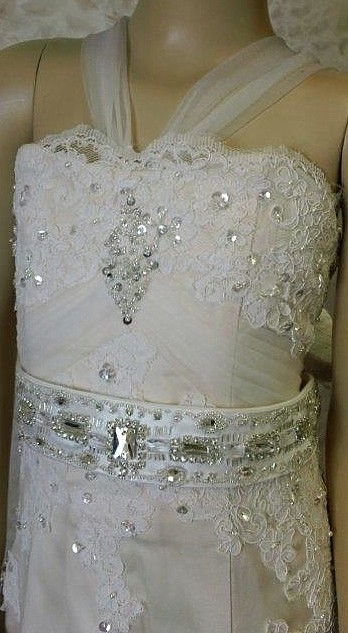 lace jeweled flower girl dress