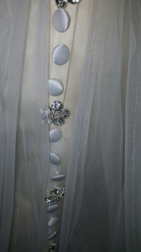 baby girls wedding dress with covered buttons