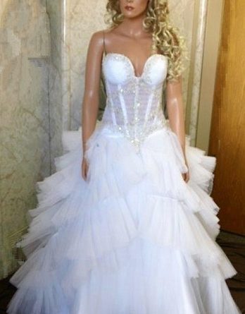 two piece wedding dress with layered skirt.