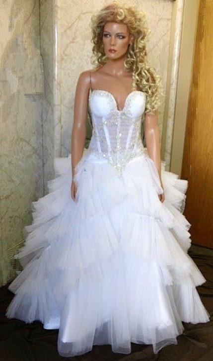 two piece wedding dress with layered skirt.