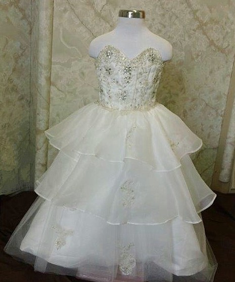 jeweled bodice dress with layered skirt