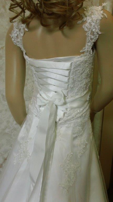 lace flower girl dress with bridal sash