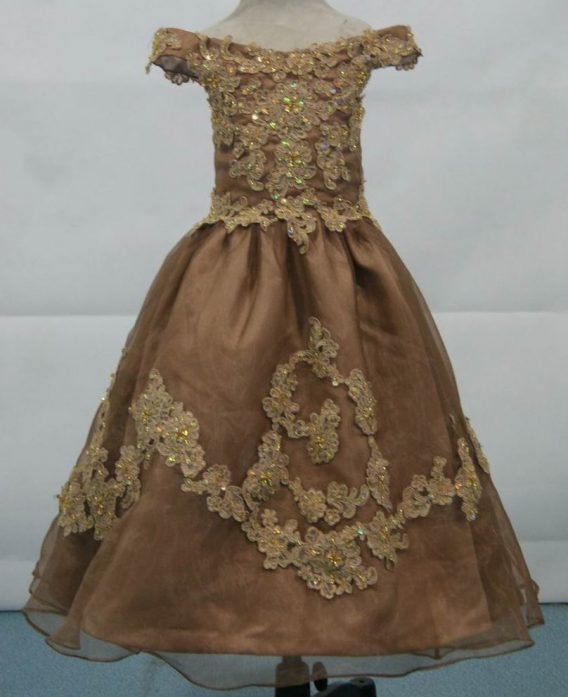 brown pink pageant gown
