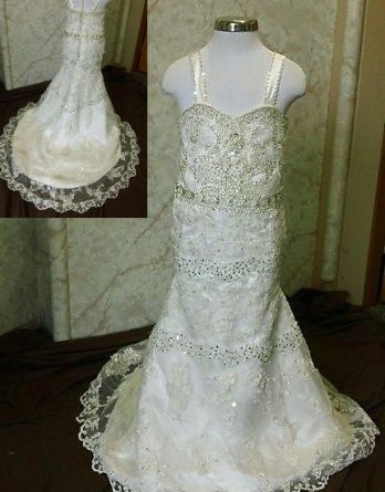 lace beaded flower girl dress