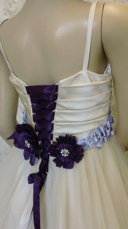 purple and white flower girl dresses
