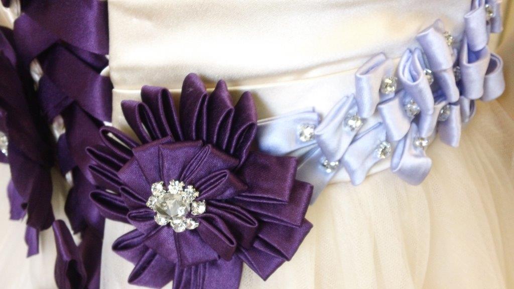 purple and white flower girl dresses