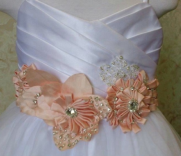 Easter flower girl dresses with floral accent waist