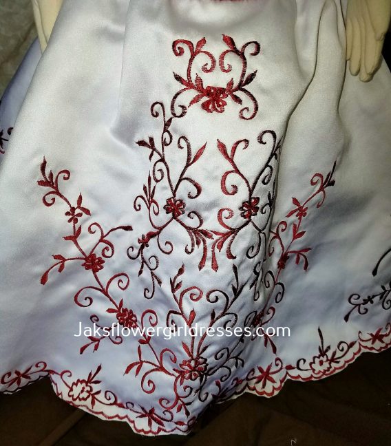 red and white infant flower girl dress