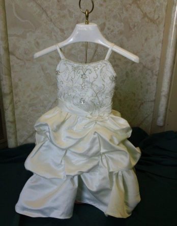 kids wedding gown, infant size with pickup skirt