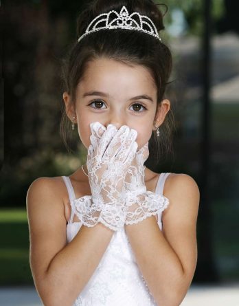 girls short lace gloves