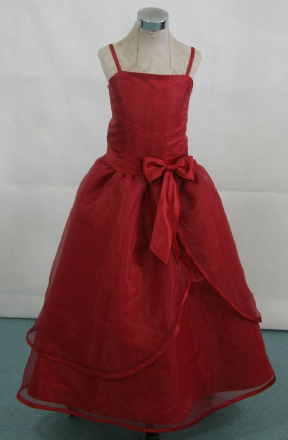 Spaghetti Strap Dresses for flower girls and junior bridesmaid Dresses. Tea length red dresses.